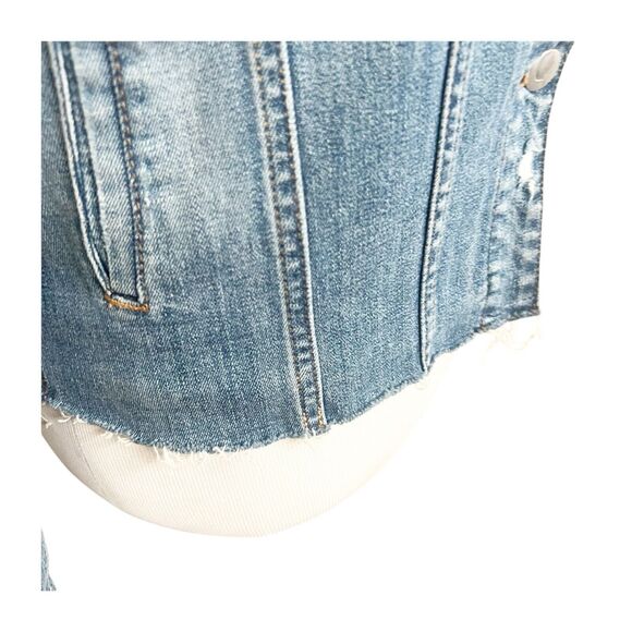 Joe’s Jeans Distressed Jean Jacket Long Sleeve Size XS Grunge Boho Raw Hem - Picture 7 of 14